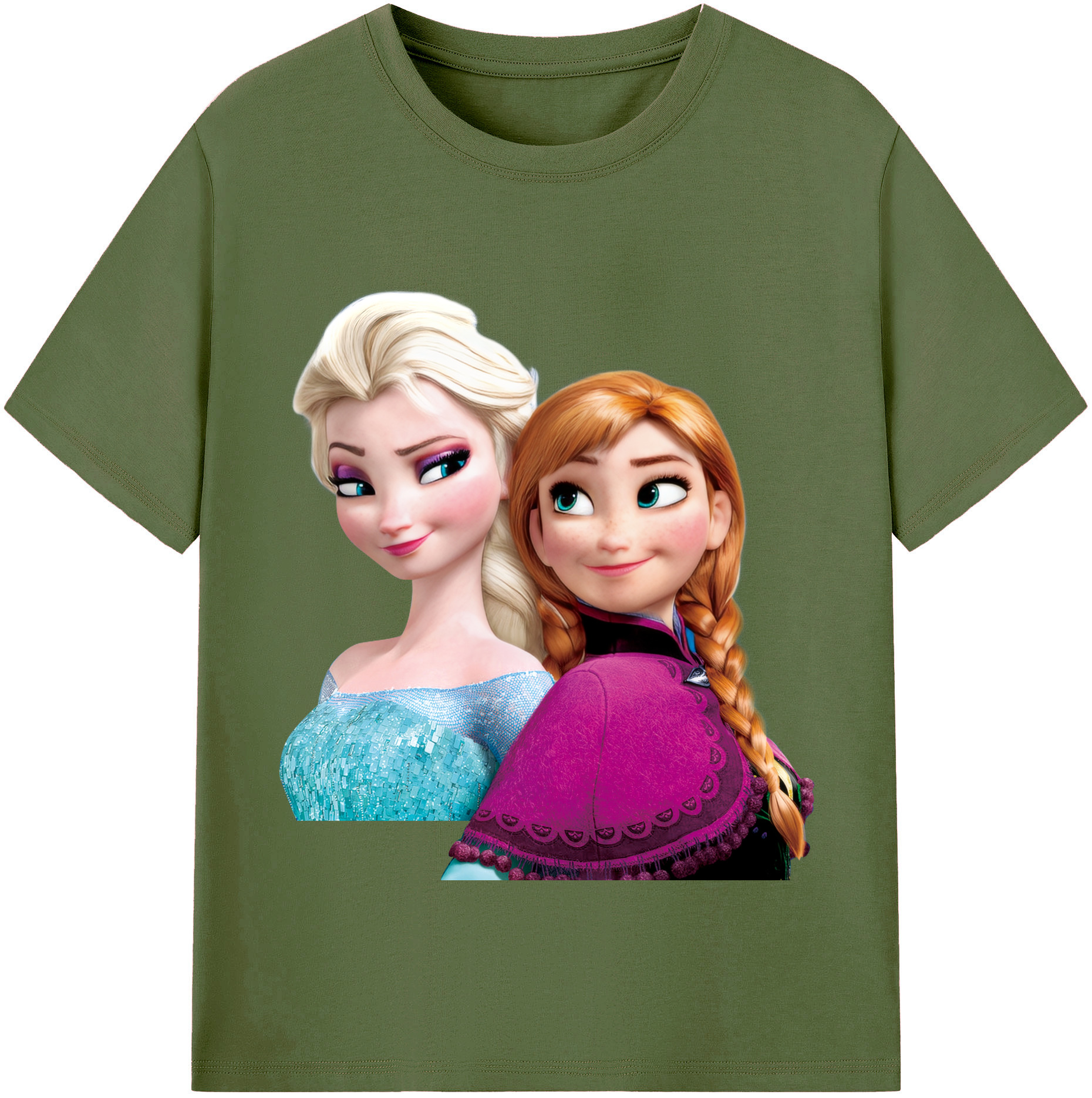 （画像用） アナと雪の女王 アンナ エルサ Frozen Anna Elsa 綿100％半袖Tシャツ（フロントプリント）